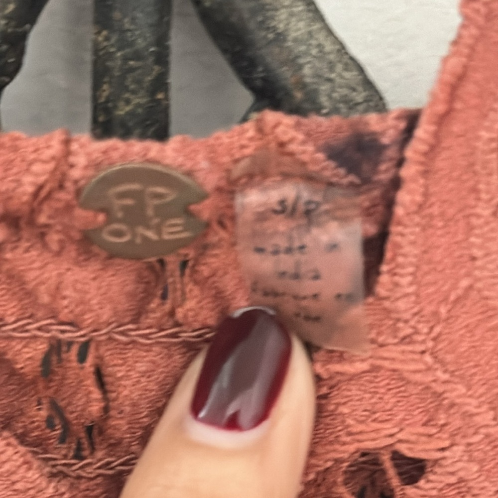 FREE PEOPLE Adella Lace Bralette Crinkle Lined Maxi Dress in Copper Brown Sz S. - Picture 11 of 16